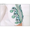 Summer New Women Strap Pleated Sleeve Shirt Embroidered Retro Big Yards Loose Shirt T-Shirt Blouse